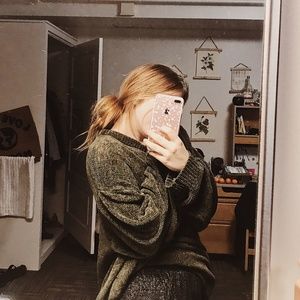 Oversized Olive Green Chenille Sweater